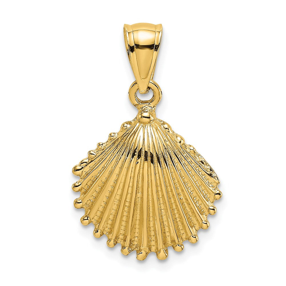 14K Gelbgold Charm strukturierte Muschelschale