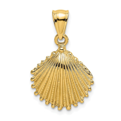 14K Gelbgold Charm strukturierte Muschelschale