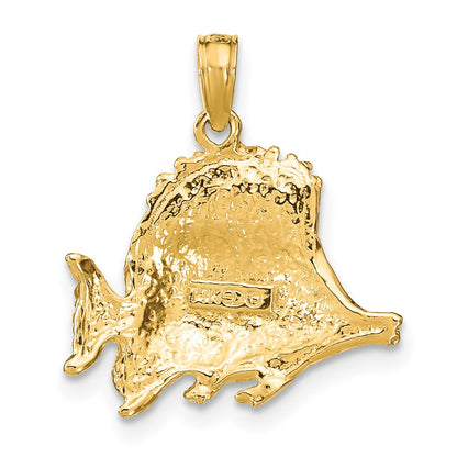 14K Gelbgold Polierter Gravierter Fisch-Charm