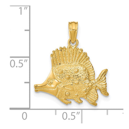 14K Gelbgold Polierter Gravierter Fisch-Charm