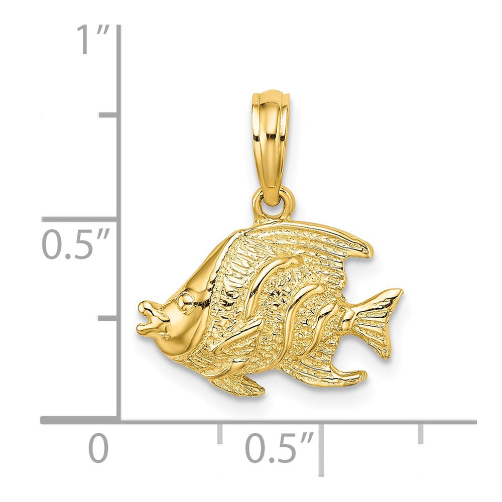 14K Gelbgold Poliert Strukturiert Fisch Charm
