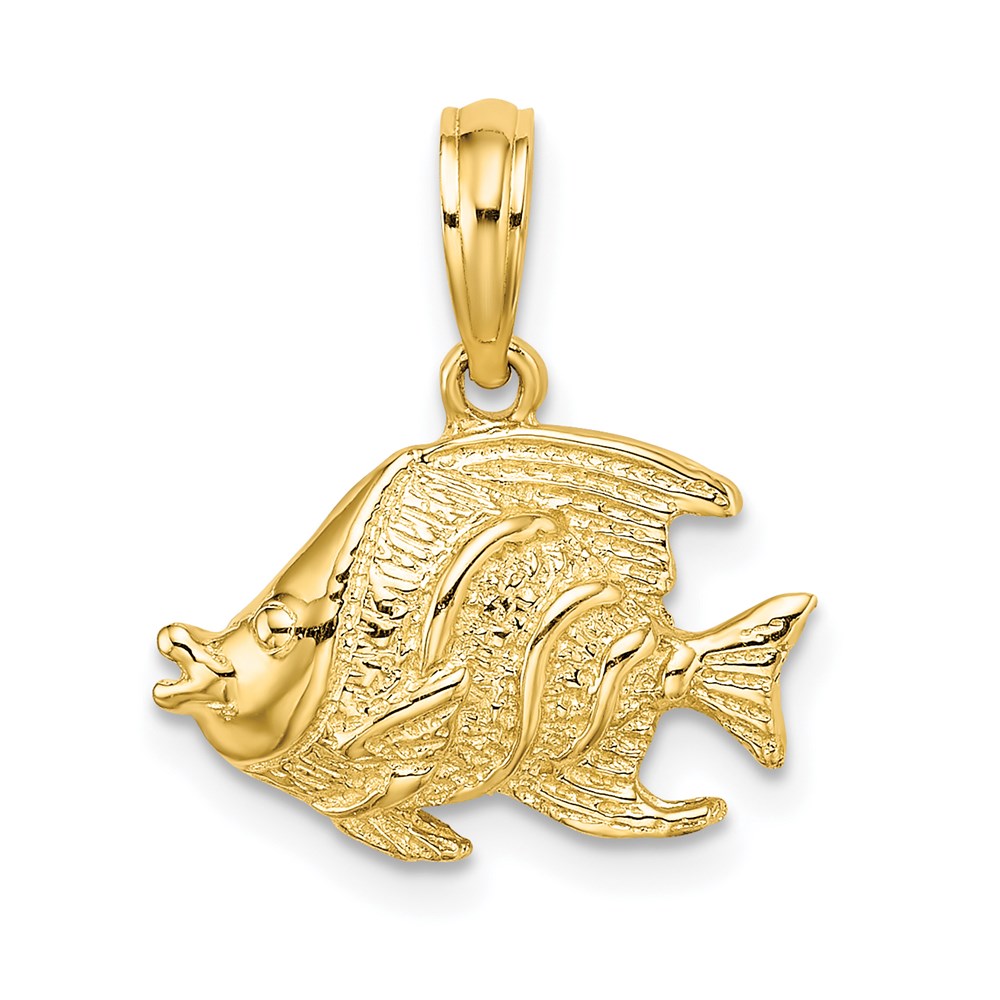 14K Gelbgold Poliert Strukturiert Fisch Charm