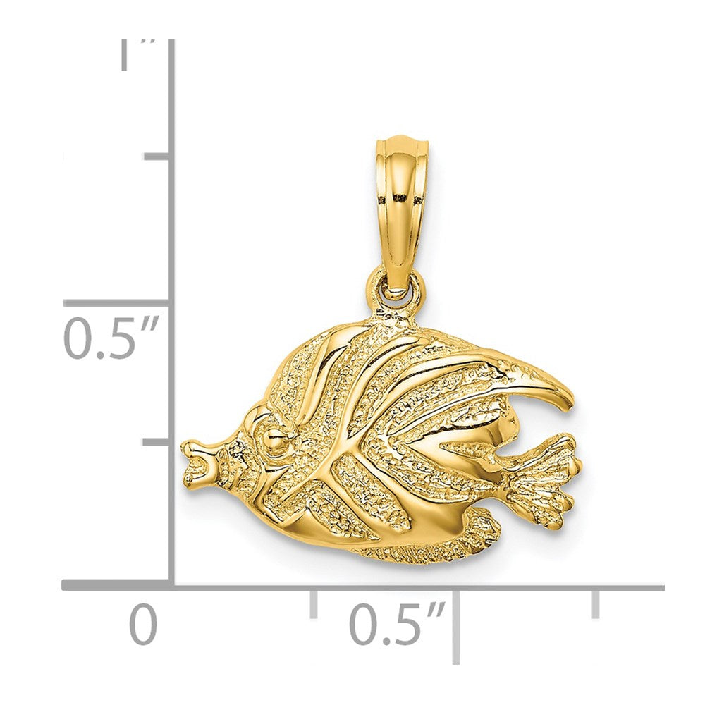 14K Gelbgold Polierter Gravierter Fisch-Charm
