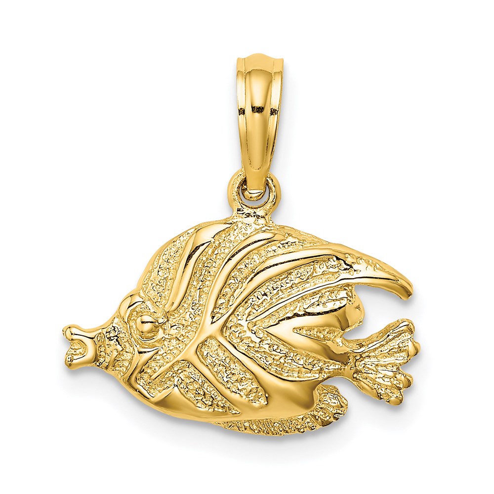 14K Gelbgold Polierter Gravierter Fisch-Charm