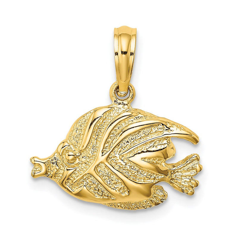 14K Gelbgold Polierter Gravierter Fisch-Charm