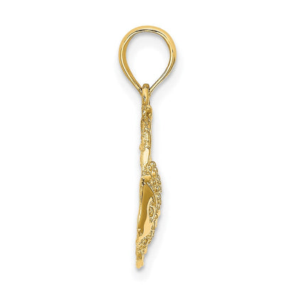 14K Gelbgold Fisch-Charm mit strukturierter Oberfläche