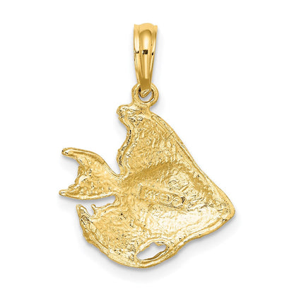 14K Gelbgold Fisch-Charm mit strukturierter Oberfläche