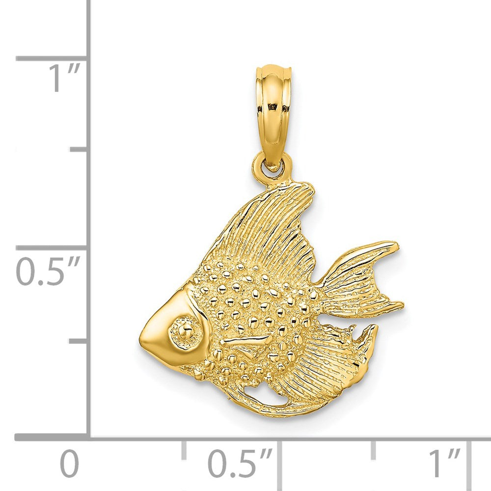 14K Gelbgold Fisch-Charm mit strukturierter Oberfläche