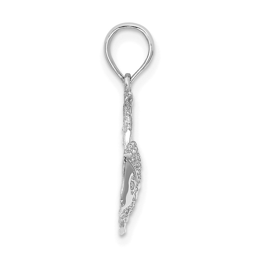 14K Weißgold Charm Fisch strukturiert