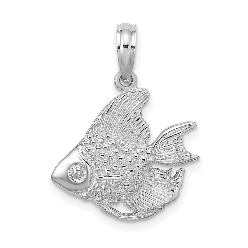 14K Weißgold Charm Fisch strukturiert