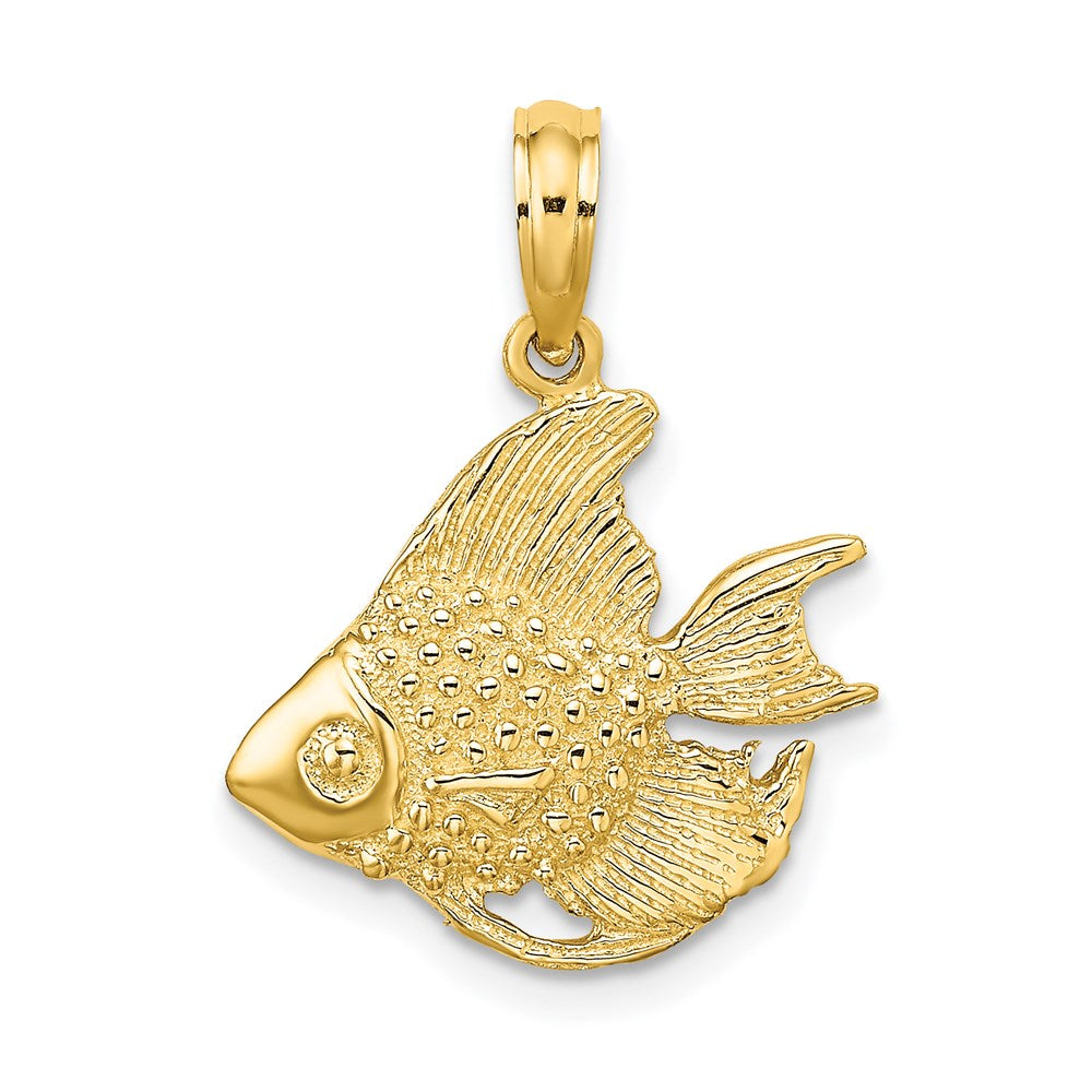14K Gelbgold Fisch-Charm mit strukturierter Oberfläche