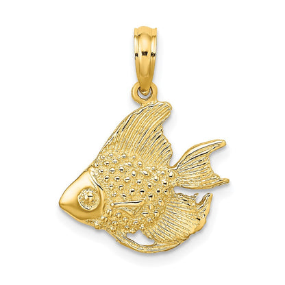 14K Gelbgold Fisch-Charm mit strukturierter Oberfläche