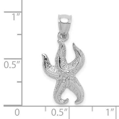 14K Weißgold Seestern-Charm mit strukturierter Oberfläche
