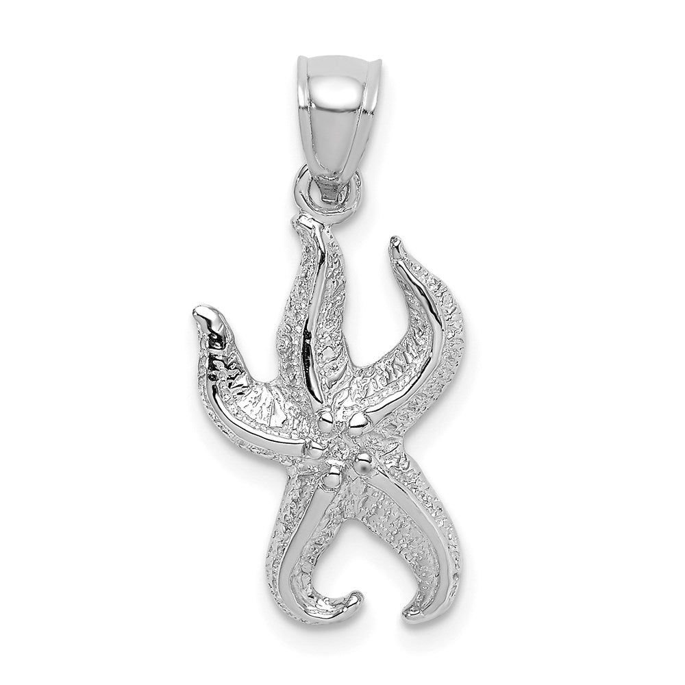 14K Weißgold Seestern-Charm mit strukturierter Oberfläche