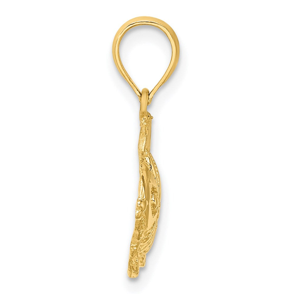 14K Gelbgold Poliert Graviert Fisch Charm