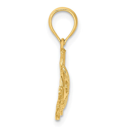 14K Gelbgold Poliert Graviert Fisch Charm
