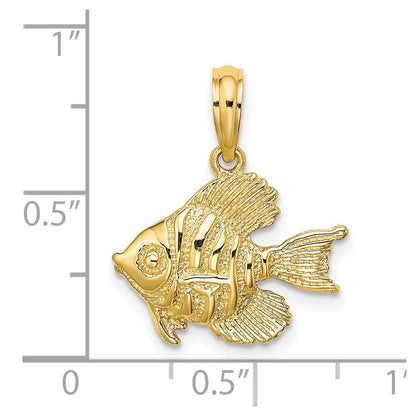 14K Gelbgold Poliert Graviert Fisch Charm