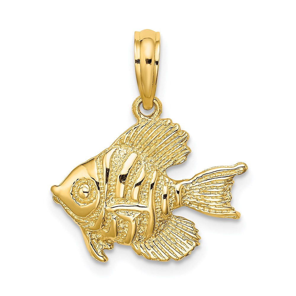 14K Gelbgold Poliert Graviert Fisch Charm