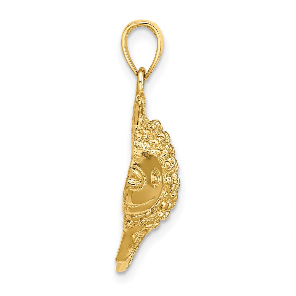 14K Gelbgold 2D & gravierter gestreifter Fisch-Charm