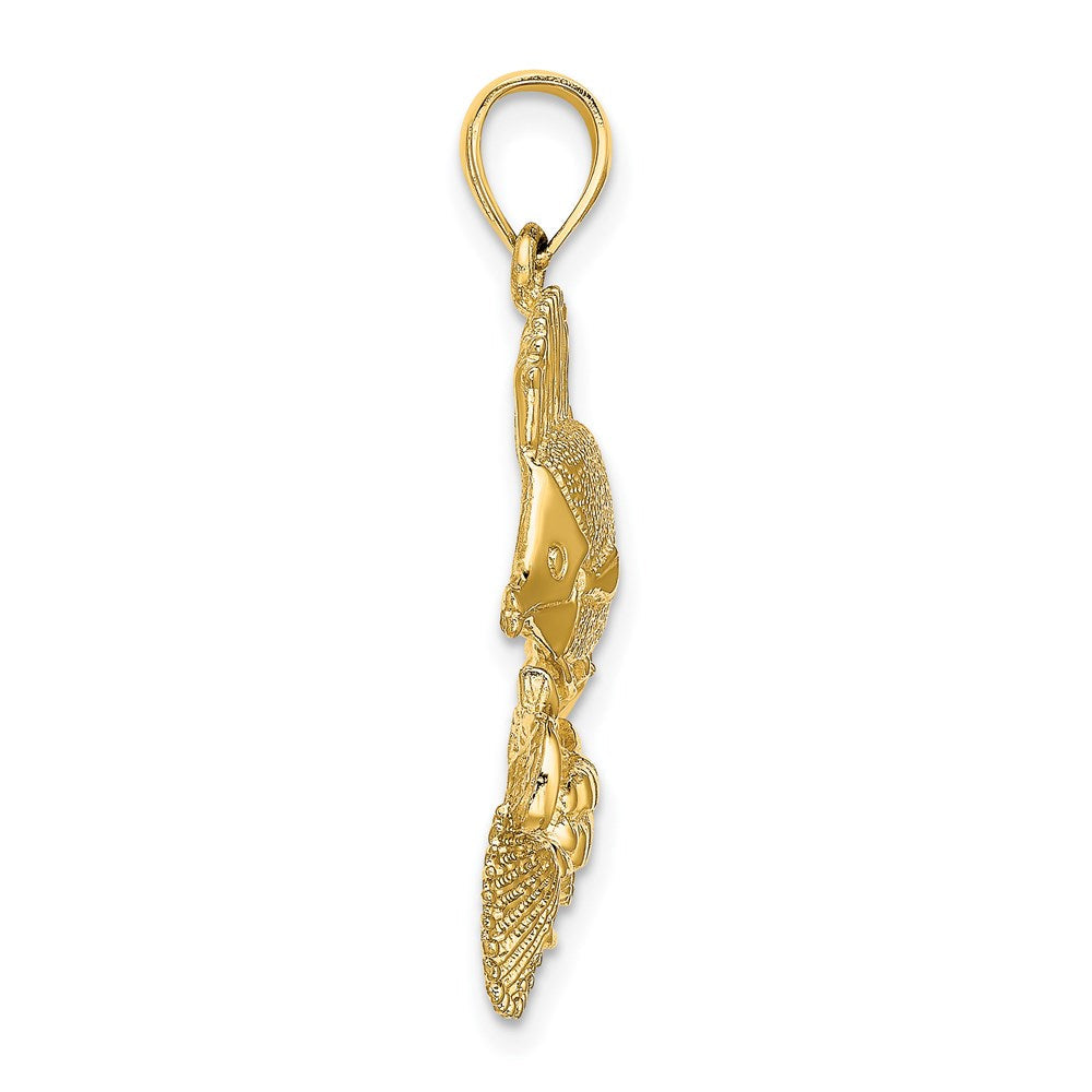 14K Gelbgold Poliert/Strukturiert Aquarium-Story-Charm