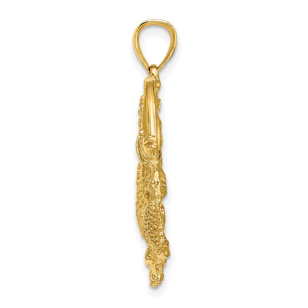 14K Gelbgold Poliert/Texturiert Aquarium-Charm