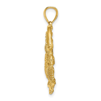 14K Gelbgold Poliert/Texturiert Aquarium-Charm