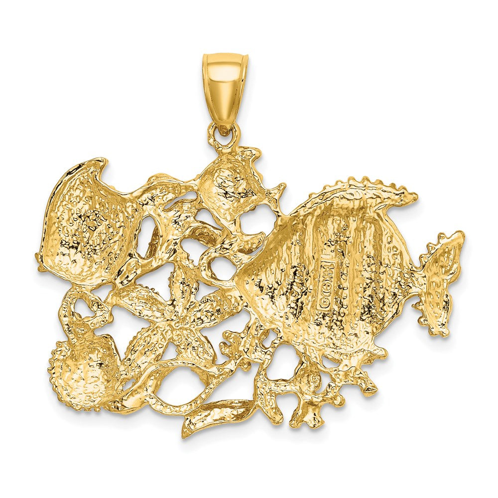 14K Gelbgold Poliert/Texturiert Aquarium-Charm
