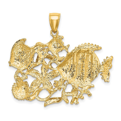 14K Gelbgold Poliert/Texturiert Aquarium-Charm