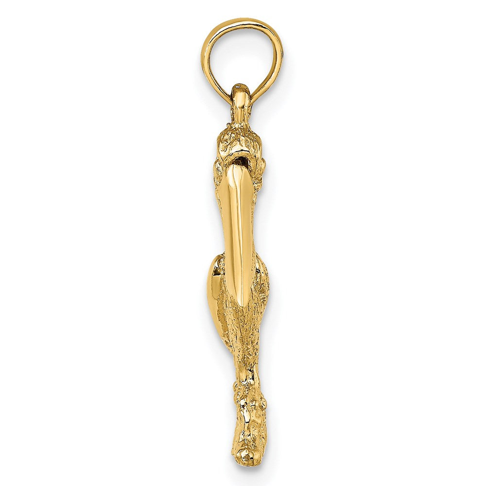 14 Karat Gelbgold 3-D Pelikan stehend mit beweglichem Schnabel Charm
