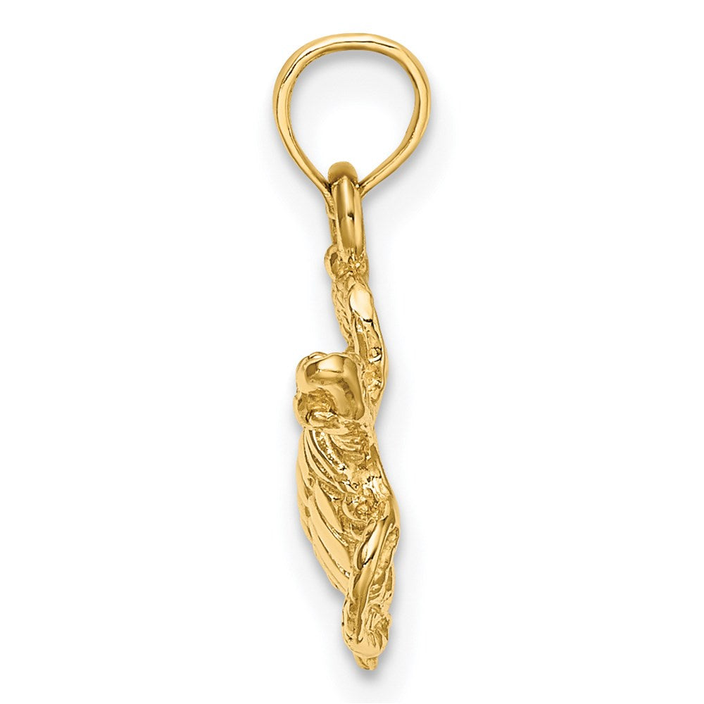 14K Gelbgold Strukturiert Meer Schildkröte Charm