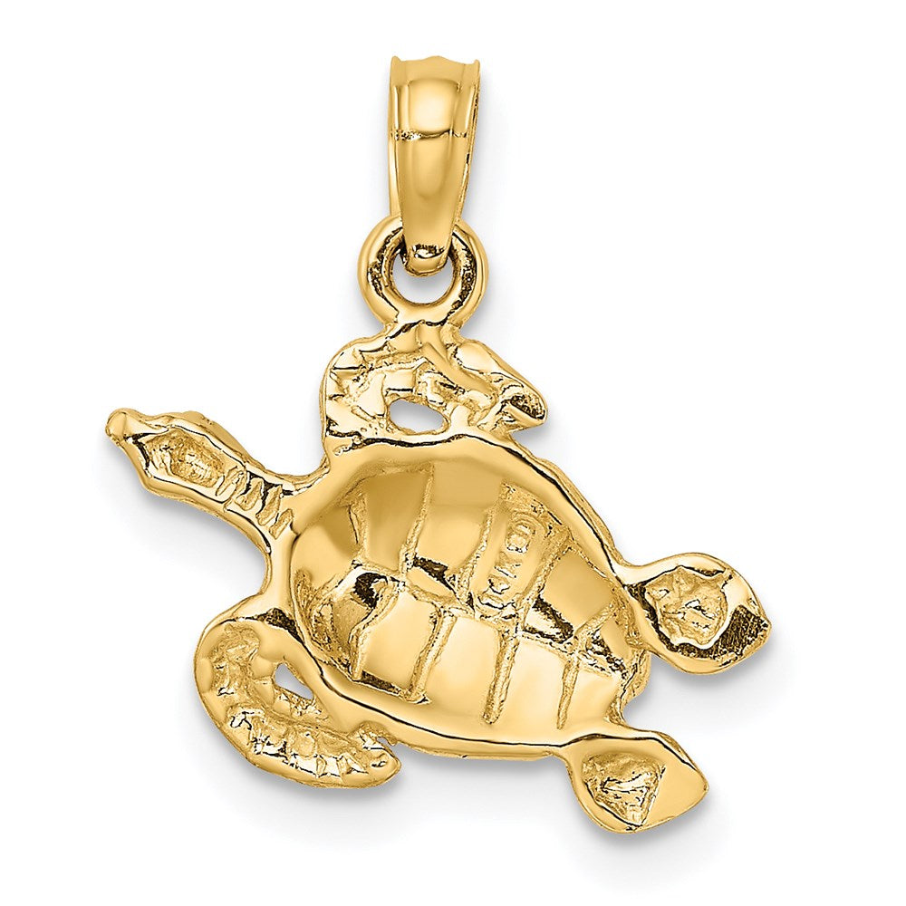 14K Gelbgold Strukturiert Meer Schildkröte Charm