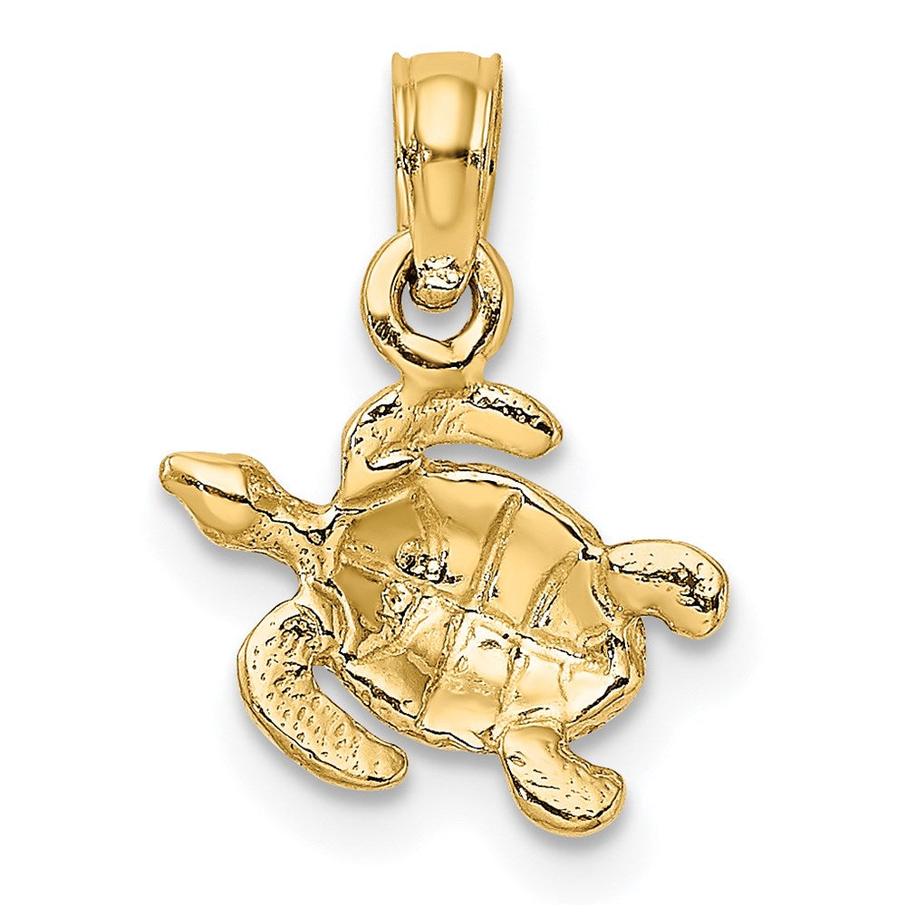 14K Gelbgold Strukturiert Meer Schildkröte Charm
