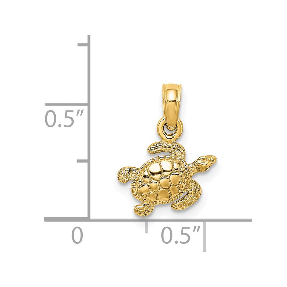 14K Gelbgold Strukturiert Meer Schildkröte Charm