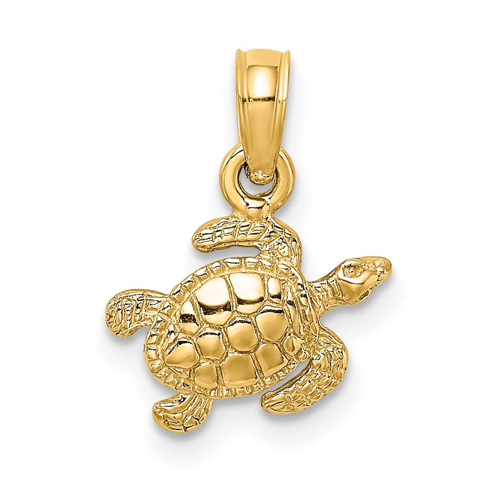 14K Gelbgold Strukturiert Meer Schildkröte Charm