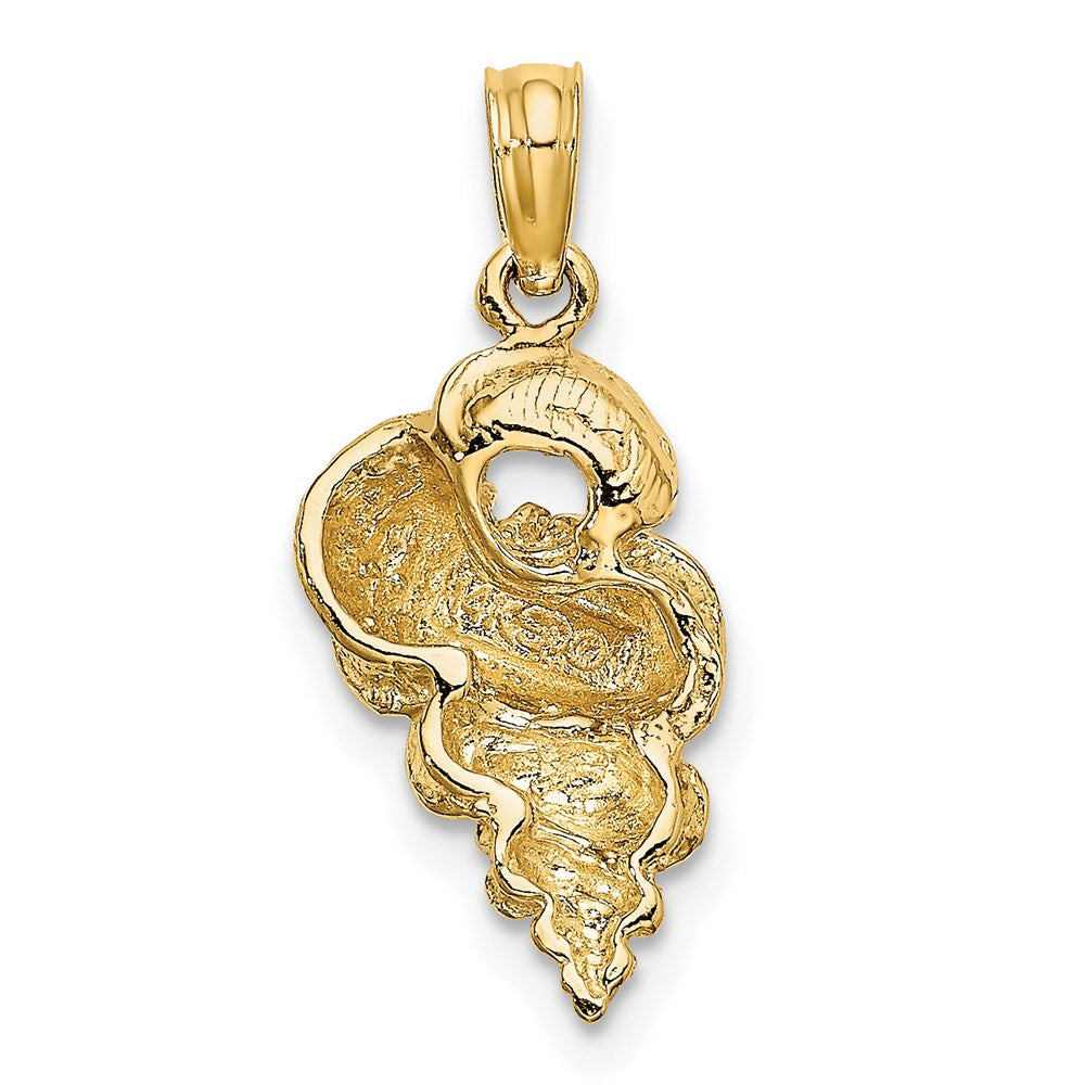 14K Gelbgold Wendeltreppen-Muschel-Charm