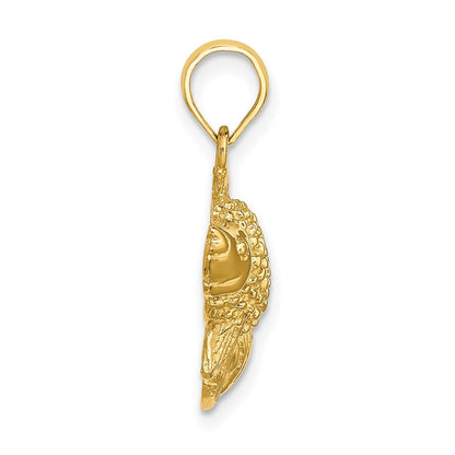 14K Gelbgold Fisch-Charm mit Struktur