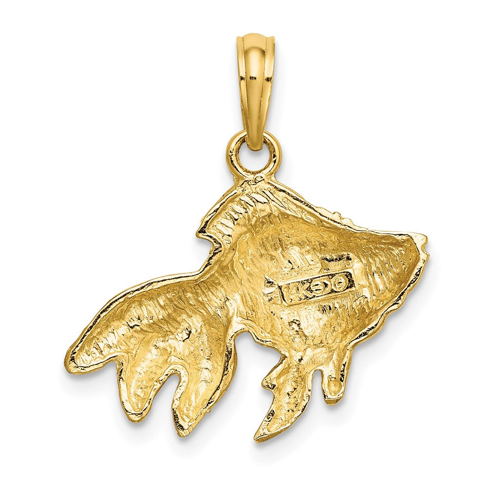 14K Gelbgold Fisch-Charm mit Struktur