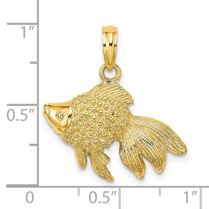 14K Gelbgold Fisch-Charm mit Struktur