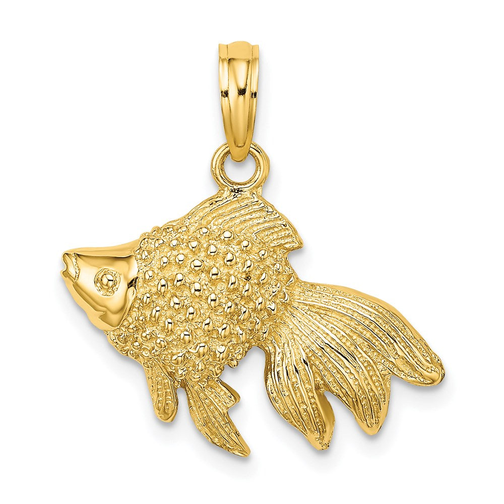 14K Gelbgold Fisch-Charm mit Struktur