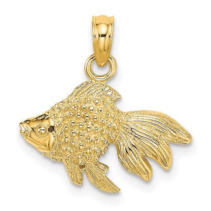 14K Gelbgold 2-d Strukturiert Fisch Charm