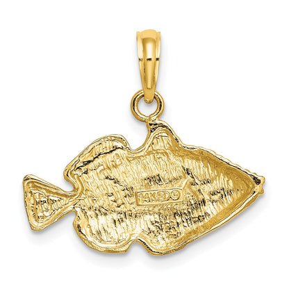14K Gelbgold 2D-Anhänger "Gestreifter Fisch" mit Gravur