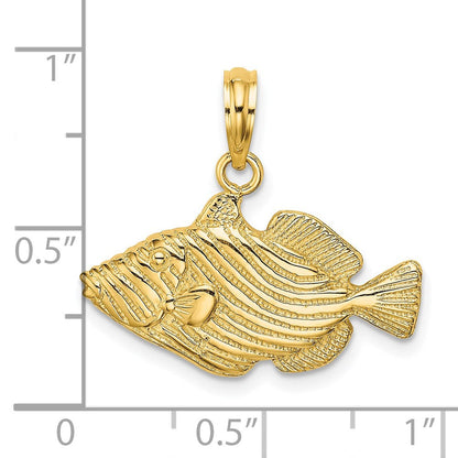 14K Gelbgold 2D-Anhänger "Gestreifter Fisch" mit Gravur