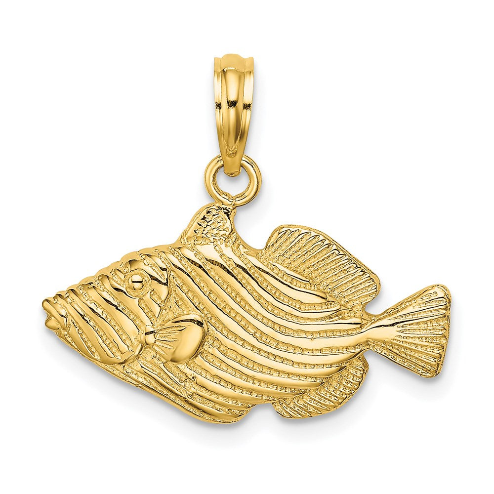 14K Gelbgold 2D-Anhänger "Gestreifter Fisch" mit Gravur