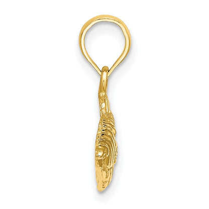14K Gelbgold 2-D Charm "Gestreifter Fisch" mit Gravur