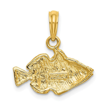 14K Gelbgold 2-D Charm "Gestreifter Fisch" mit Gravur