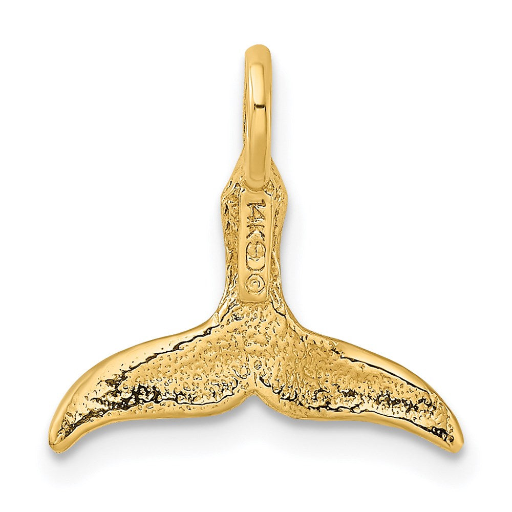 14K Gelbgold 3-d Poliert Wal Schwanz Kette Anhänger