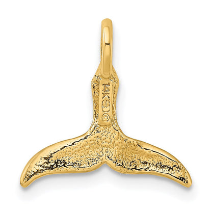 14K Gelbgold 3-d Poliert Wal Schwanz Kette Anhänger