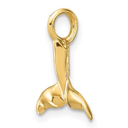 14K Gelbgold 3-d Poliert Wal Schwanz Kette Anhänger