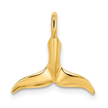 14K Gelbgold 3-d Poliert Wal Schwanz Kette Anhänger