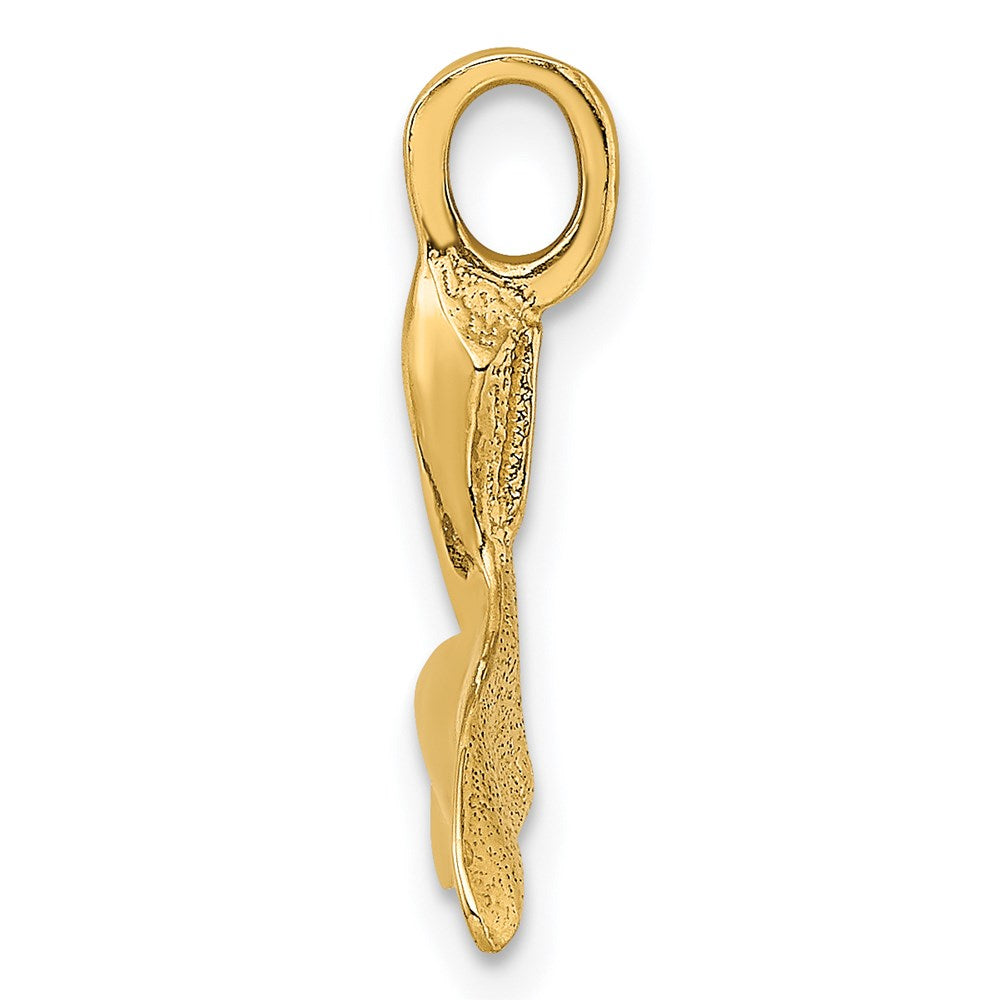 14K Gelbgold 3-d Poliert Wal Schwanz Charm